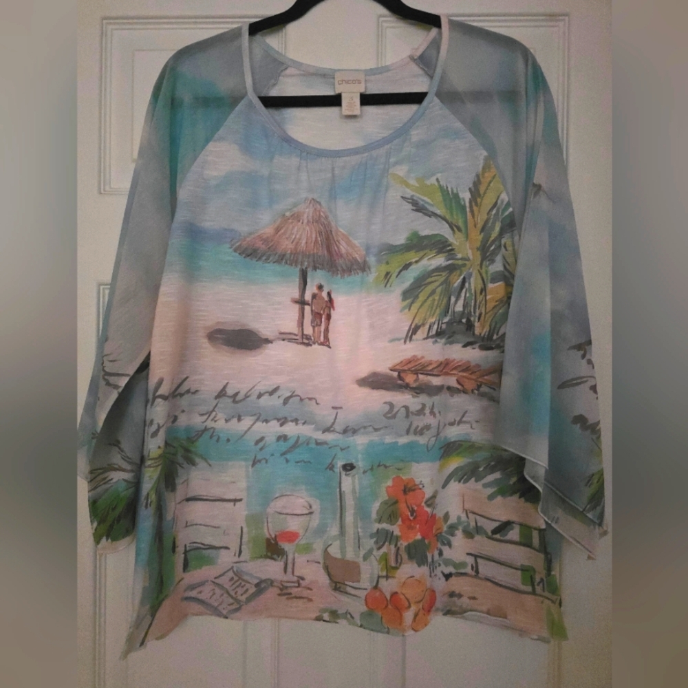 Chico's Beach Scene Blouse